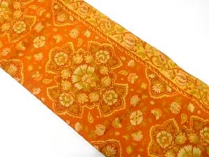 華紋に花更紗模様織り出し　袋帯